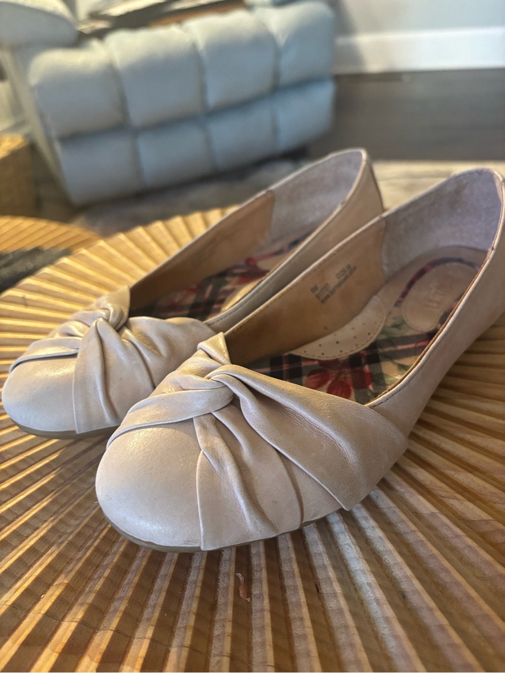 Born Cream Knot-Front Ballet Flats